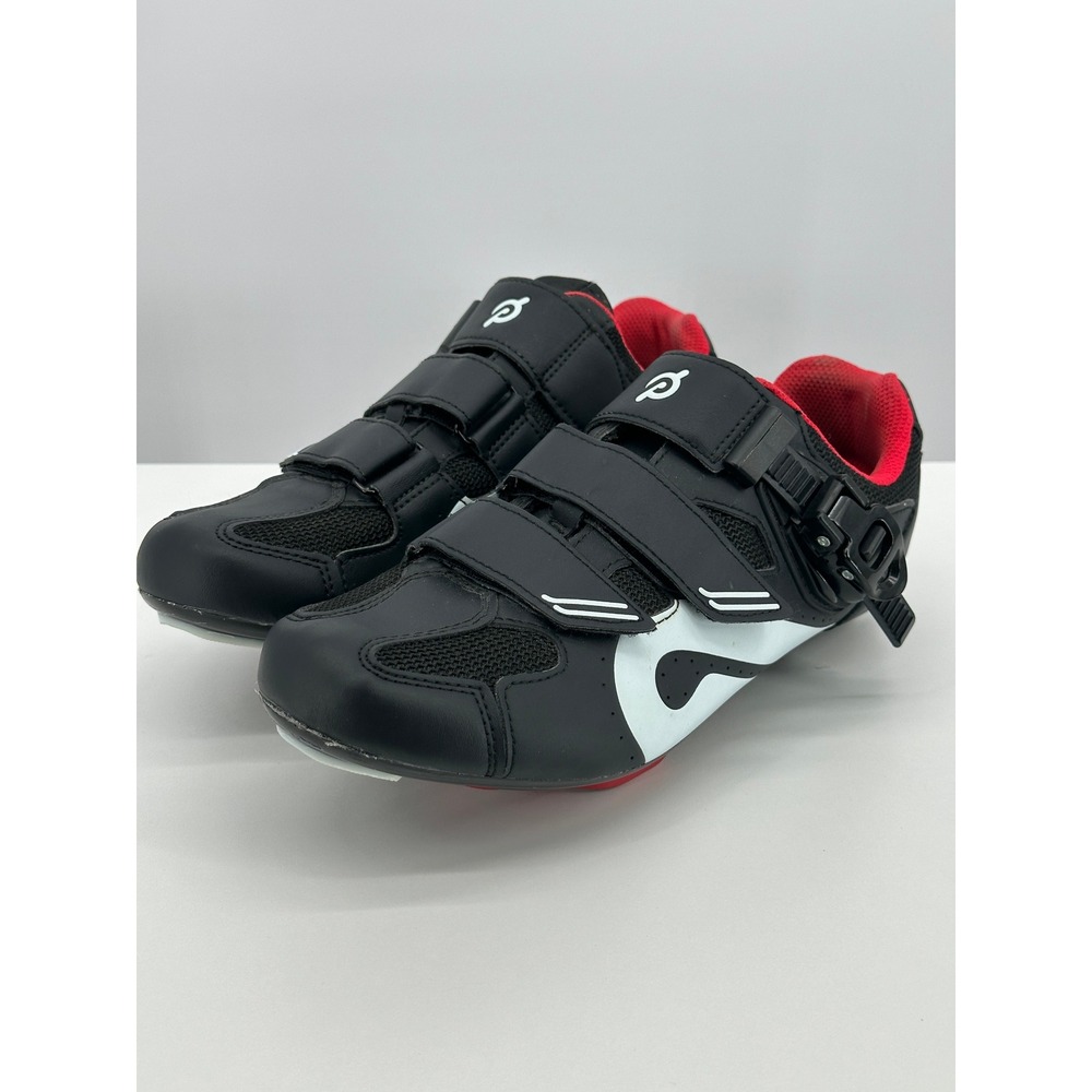 Peloton‎ Cycling Shoes Unisex 41 Black Red Good PL-SH-02 Look Delta Cleats